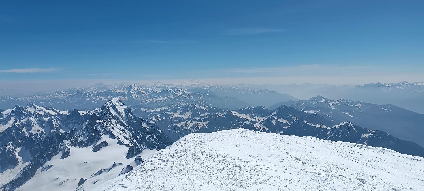 Panorama dalla vetta del Monte Bianco, 4810m
